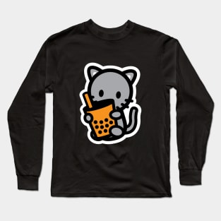 Cat Kitten Bubble Thai Milk Tea Boba Pearl Drink Animal Love Long Sleeve T-Shirt